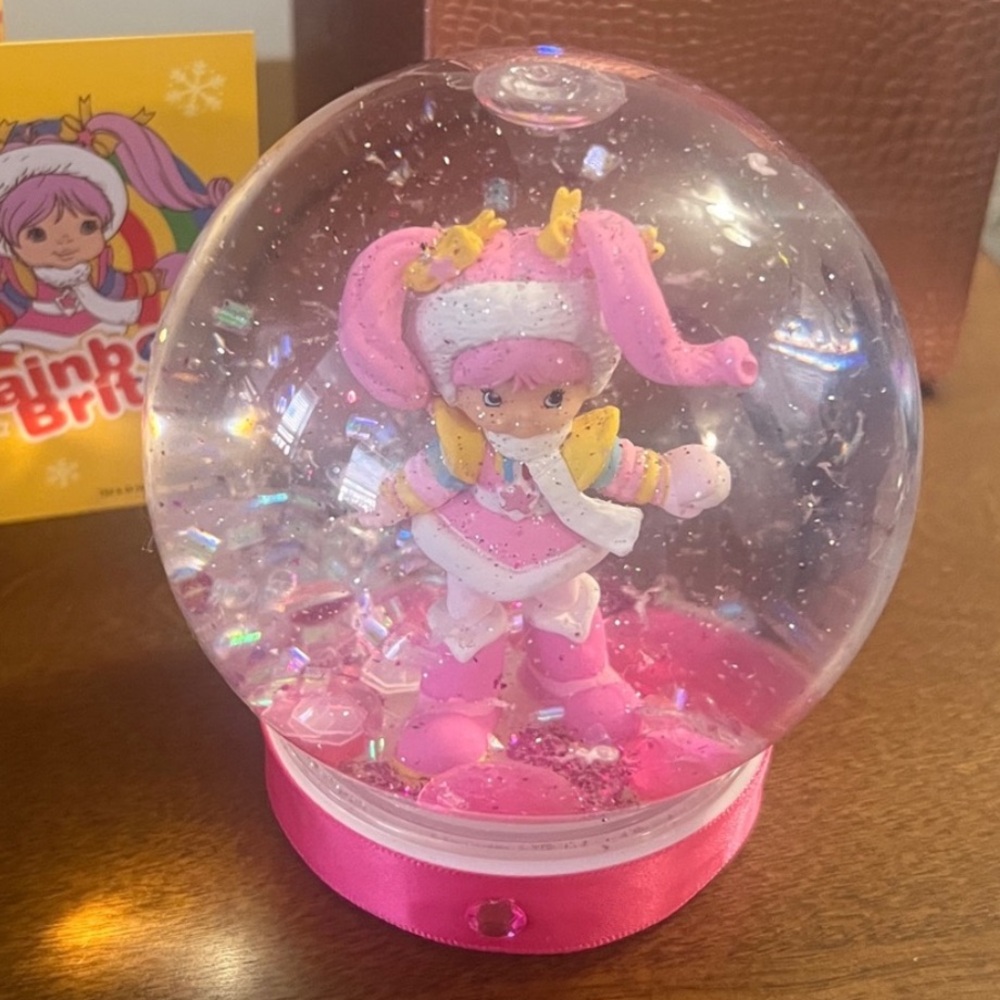 TICKLED PINK Rainbow Bright Snow Globe